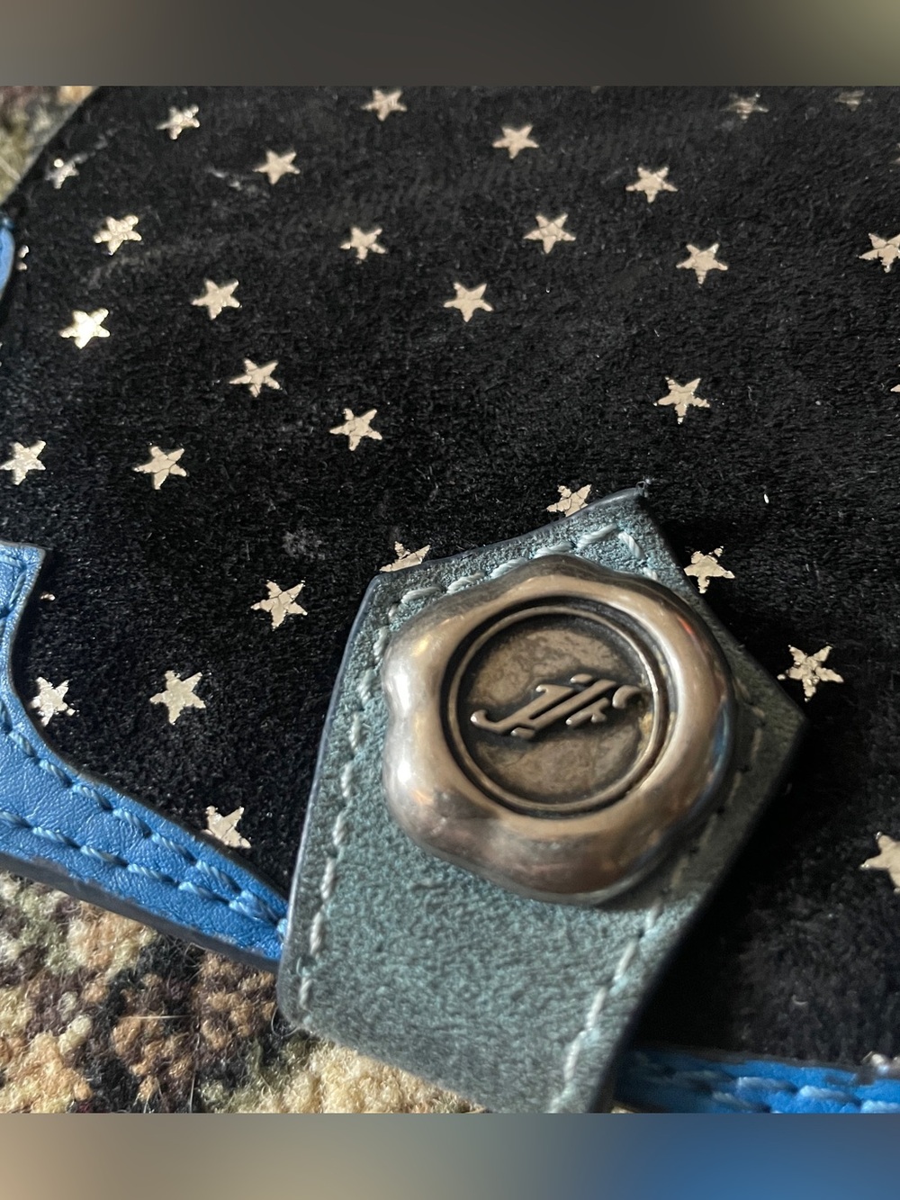 John Fluevog Blue and Silver Star Wallet and Bag Set - Picture 2 of 16